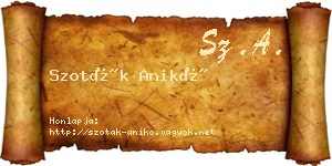 Szoták Anikó névjegykártya
